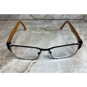Link Occhiali 1158 Eyeglasses Mens Black Orange Rectangle 56-16-140